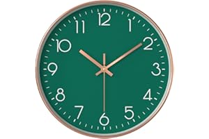 Taodyans Silent Wall Clock 12 Inch Kitchen Clock Quartz Battery Operated Round Modern Hanging Clock for Office Class Room Living Room Bedrooms (Green)