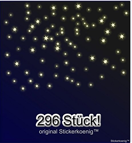 Stickerkoenig Kinderzimmer Wandtattoo 296 Stück Leuchtsterne Sternenhimmel leuchten im Dunkeln