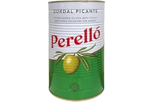 World Food Shop Perello Gordal Pitted Picante Olives - Gourmet Spanish Snack, Spicy & Succulent - 2kg Bulk Pack for Entertaining and Culinary Delights