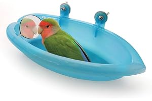 Amasawa Bagno Uccelli con Specchio,Piccola Vasca da Bagno per Uccelli, Vasca da Bagno Pappagallo Vasca da Bagno per Uccelli Bird Bath Box per Doccia plastica con Gancio (Blu)
