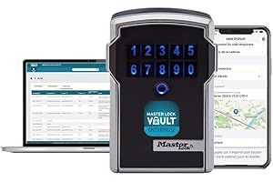 Master Lock Smart Connected Schlüsseltresor zur Wandmontage, Bluetooth oder Kombination, mittel 83 x 127 x 59 mm, Outdoor, für Profis, Schwarz und Grau
