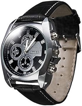 YPS neuen Männer Silber Fall-Leder-Band-Quarz-analoge Armbanduhr WTH8039