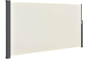 Juskys Seitenmarkise Dubai 180 x 300 cm ausziehbar Blickdicht, Sichtschutz für Balkon & Terrasse, Seitenrollo mit Wandhalterung - beige