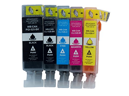 10er Set kompatible Druckerpatronen für CANON PGI-525 / CLI-526 mit CHIP | je 2x BK/PBK/C/M/Y | ersetzt Tintenpatronen für Canon Pixma IP4850 IP4950 IX6550 MG5150 MG5250 MG5350 MG6150 MG6250 MG8150 MX885 MX715 MX895 - 2