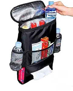 Praxon Multifunctional Car Back Seat Organizer Thermal Cooler Bag Organizer Tissue Box Fabric Storage Travel Car Seat Hanging Bag with Foil Cover