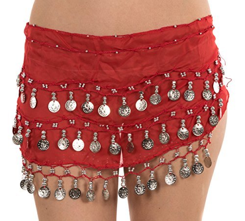 SECRETDRESSING-PAÑUELO BAILE VIENTRE ORIENTAL, COLOR NEGRO O ROJO A BELLYDANCE BOLLYWOOD LENTEJUELAS, COLOR DORADO rojo