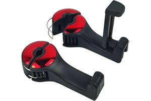 DOULEIN Gancio Poggiatesta Auto，2 Pezzi Gancio Universale per Sedile Posteriore del Sedile del Poggiatesta per Auto Gancio Seggiolino Auto con porta cellulare, per Borse, Ombrelli, Vestiti (Red)