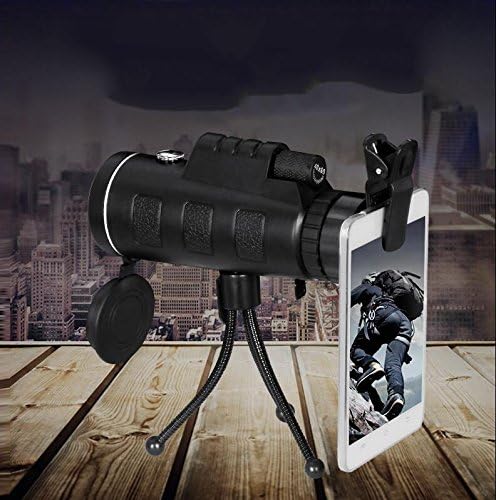 with Mobile Phone Stand 40X60 Monocular Telescope High-Power High-Definition Night Light with a Compass,Black