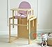 MCC Brand New Pink 3 In 1 Baby Wooden High Chair With Play Table & Harness