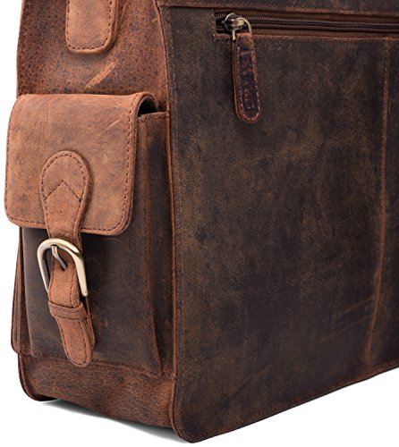 LEABAGS Dayton Aktentasche aus echtem B  ffel-Leder im Vintage Look - Rouge