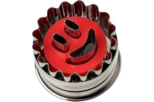 DR. OETKER Dr Oetker 1499 Emporte-pièce poussoir pour biscuit linzer, emporte piece patisserie, emporte piece biscuit, cookie cutter, tampon smiley, ustensile patisserie, Acier inoxydable, 5 x 4 cm