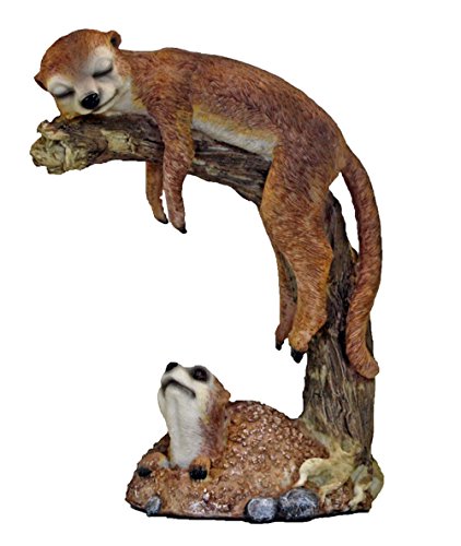 Erdmännchen auf Baumstumpf Scharrtier Skulptur Surikate Statue Figur