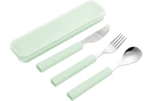 VANRA Set di 3 utensili per bambini in acciaio inox 18/10 Set di posate per bambini Set di posate per posate per posate per bambini (verde)