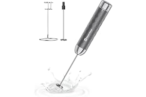 Maestri House Mousseur à lait, fouet électrique à vitesse variable, mixeur rechargeable avec fouet et support en acier inoxydable, mixeur pour matcha, latte et cappuccino (Gris)