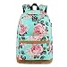 Produktbild Neuleben Rucksack Schulrucksack mit Blumenmuster USB Port für Damen Mädchen Rucksäcke Daypack Schultasche 15,6 Zoll Laptop Rucksack (Grün)