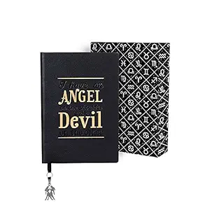 Doodle Zodiac Sign Gemini Diary Notebook - Size B6, 192 Ruled Pages, 80 GSM (Black)