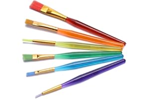 WYAN 6 Colorful Watercolor Gouache Paint Brushes, Small Paint Brushes, Nylon Hair Paint Brush Set Art Supplies Arts and Crafts