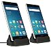 Produktbild MyGadget 2x Dockingstation Ladestation [USB C] für Android Smartphones - Halterung Dock für z.B. Samsung Galaxy S8, A3, A5 (2017) Huawei P9, P10 - Schwarz