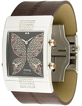 Moog Paris Papillon Damen Uhr mit Braunem Zifferblatt, Swarovski Elements & Braunem Armband aus echtem Leder -...