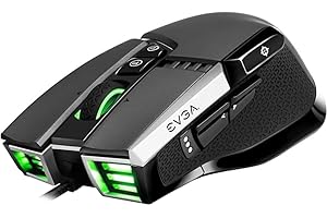 EVGA X17 Ratón para Gaming, Cableado, Gris, Personalizable, 16,000 DPI, 5 Perfiles, 10 Botones, Ergonómico 903-W1-17GR-K3