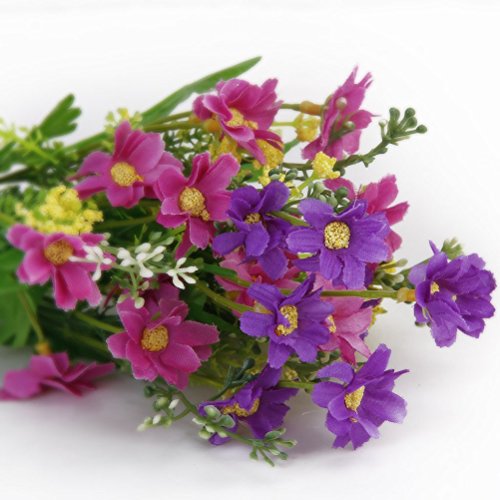 ROSENICE SeideBlume Blumenstrauß Kunstblumen Künstliche Cineraria für Hochzeit Party Fest Haus Büro Bar Dekor - 3