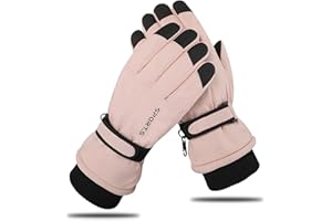 Andiker Zimowe damskie rękawiczki narciarskie, ciepłe, wodoodporne rękawiczki do obsługi ekranów dotykowych, antypoślizgowe rękawice snowboardowe do jazdy na nartach, biegania i jazdy na rowerze (różowo-czarne, jeden rozmiar)