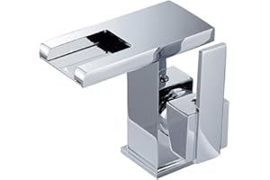 JETCLOUD Rubinetto bagno Lavabo Cascata Miscelatore LED bagno Miscelatore Monocomando Lavabo per doccia (argento)