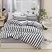 Produktbild Bettwäsche Set 3-TLG (1 Bettbezug und 2 Kissenbezüge) Geometrie Streifen Schwarz Weiß Rosa Modern Elegant Romantisch (220x240 cm 3 Stück,Hellgraue Streifen)