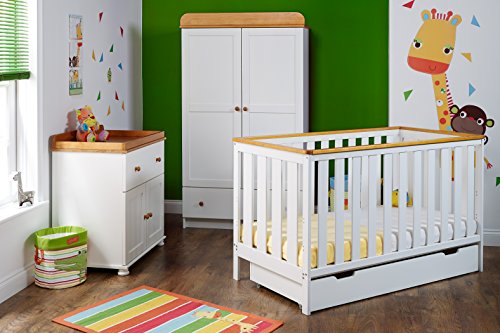 Obaby York Nursery Furniture Set (3 Pieces, White with Pine Trim)