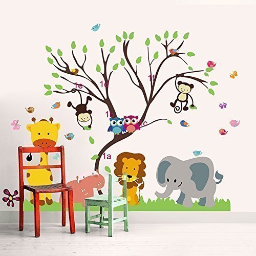 Walplus 150 x 120 cm Wand Aufkleber Monkey Animal Forest Tree Abnehmbare Wandbild Kunst Abziehbilder Vinyl Home Dekoration DIY Décor Tapete Kinderzimmer Kinder Kinder Raum Geschenk, mehrfarbig