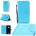 Produktbild Jepson Nokia Microsoft Lumia 535 / n535 (5,0 Zoll) Hülle, Leadertasche Premium Lederhülle Flip Case im Bookstyle Folio Cover Kartenfächer Magnetverschluss und Standfunktion Leder Schale Etui für Handytasche Schutzhülle Prägung Schmetterling Muster.