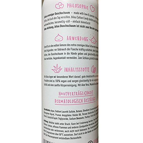 bilou Neuheiten-Set Duschschaum: Slushy Apple, Cotton Candy, Happy Spring (je 200 ml Flasche) + usy Duschschwamm - 3