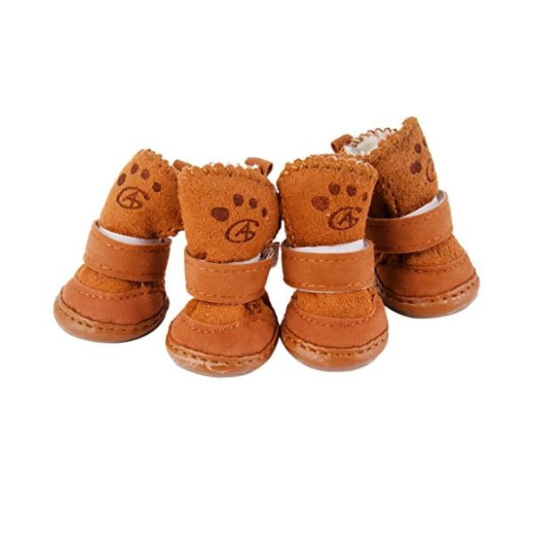 Warm Walking Cozy Pet Dog Shoes Boots Clothes Apparel 3 TanFit Paws