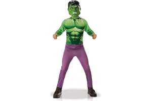RUBIE'S RUBIES -HULK - Marvel officiel - Déguisement Super Héros pour Enfant Entrée de Gamme - Taille 3-4 ans. Costume avec combinaison et masque PVC- Pour Anniversaire, Carnaval Halloween