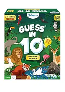 Skillmatics Card Game : Guess in 10 Animal Planet Mega Pack | Gifts for 6 Years Olds and Up | Super Fun for Travel & Family Game Night | 100 Game Cards,Multicolor