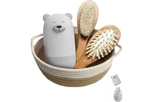 FACEWEGEN Baby 7 in 1 set di toelettatura, forbici per unghie, lima per unghie, pinzette, pettine per capelli in legno naturale, cesto portaoggetti per bambini e neonati in bella confezione regalo