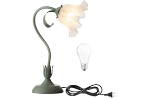 minifair Grüne Blumen-Tischlampe,Energiesparende Nachttischlampe,Kinder-Tischlampe,Schlafzimmer,Wohnzimmer,Arbeitszimmer,Büro, Tischlampe, 50 cm/19.6 Zoll