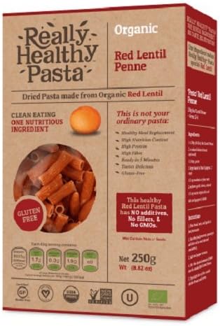 Really Healthy Pasta Organic Red Lentil Penne 250g (Pack of 5)