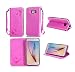 Produktbild Lonchee Samsung Galaxy S6 Wallet Tasche Brieftasche Schutzhülle , geprägten Design Hochwertige PU Leder Folio Tasche Case Hülle im Bookstyle mit Standfunktion Kredit Kartenfächer (Rose)