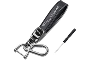 ADIEN Retro Leather Keyring for Jaguar I-PAC F-PAC E-PAC XEL XFL XJ XF,Black Anti-rust Key Ring for Car Vehicle Motorcycle Bicycle,Fashion Keyring for Men and Women