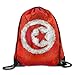 Produktbild wellay Erwachsene & Kinder Tunesien Flagge handbemalt Leder verstärkten Ecken herausnehmbarem Wasserdicht Aufbewahrung Strand Urlaub Team Issue Rucksack Gymbag Gym Kordelzug Beutel Sackpack Verwenden