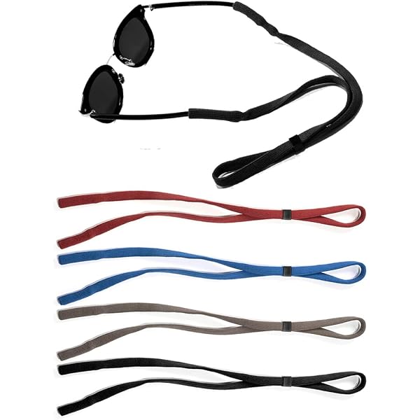 5 Cordini Antiscivolo Per Occhiali In Poliestere, Regolabili 77 Cm, Neri E Verdi, Per Bambini E Adulti Sportivi
