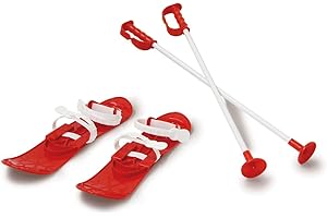 JAMARA Rouge 460381-Snow Play Funny Carve 1ère étape 42cm Construction aérodynamique, Boucles de Fixation sûres/réglables Tailles (23-28), bâtons de Ski 60 cm, rainures antidérapantes, 460380