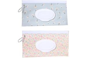 AKSIQIOL 2 Pack Reusable Baby Wipe Holder, Portable Wet Wipes Dispenser, Waterproof & Dustproof, Travel-Friendly Case Keeps Wipes Fresh