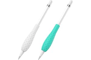 MoKo Schreibhilfe, 2 Stück Schreibgriff aus Silikon Schutzhülle Griff Zubehör Kompatibel mit Apple Pencil 1st/2nd Generation, Schützende Ergonomische Stiftehalter, Weiß & Gemme Grün