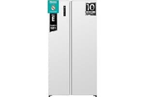 Hisense RS3P538NEWE - Frigorífico Americano Side By Side, Class E, 527 L, Alto178.6 cm x Ancho 91 cm, Color Blanco, Kitchen Fit, Ventilación Inferior, Apertura de Puerta 90 grados, Multi Air Flow