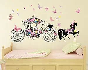 Wallstick Flower Girl with Horse Wall Sticker (Vinyl, 49 cm x 4 cm x 4 cm) (69-3168)