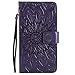 Produktbild ASUS Zenfone GO (ZB551KL) Hülle, Chreey [Prägung Indische Sonne] Lederhülle Sonnen Blume Brieftasche Wallet Tasche Magnet Flip Case Handyhülle Etui mit Kartenfach Ständer [Lila]