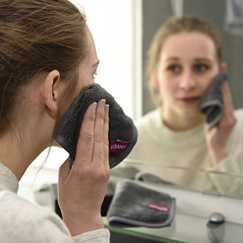 Hochwertiges Mikrofaser Make-Up Entferner Tuch | wiederverwendbar & ultrafein | funktioniert nur mit Wasser | hypoallergenes Abschminktuch | 2er Set Gesichtsreinigungstuch | 21x21cm - 8