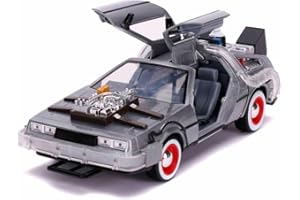 Jada 253255027 Regreso al Futuro, Coche Delorean, Carrocería metálica fundida a presión, Apertura de Puertas, Luces, Color, 1:24